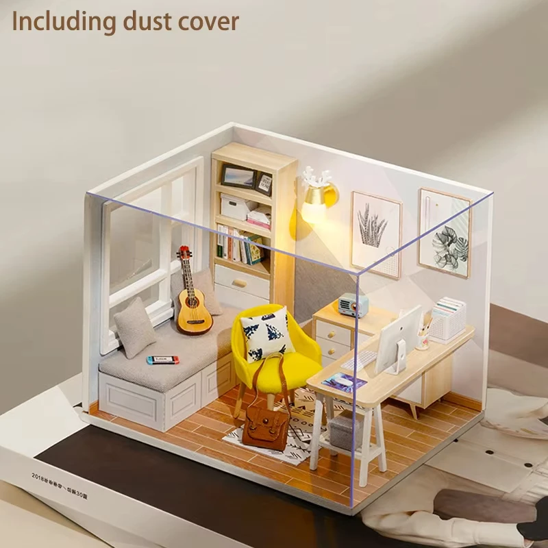 

DIY Dollhouse Kit Wooden Miniature 3D Puzzle Assembly Building Model Toy Small House Room Decor Birthday Gift for Adults Kids