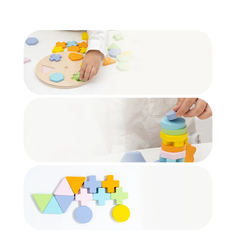 Children Early Education Shape Color Palette Color Cognitive Wooden Rotational Shape Pairing Board Kids Educational Wooden Toys