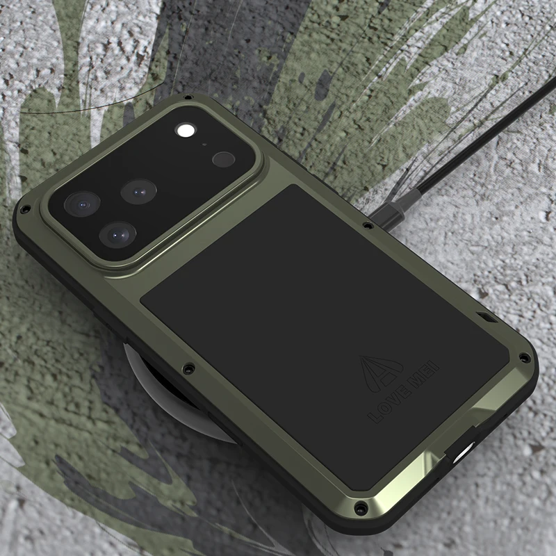 

Love Mei Phone Case for Iphone 17 16 15 14 13 Pro Max Plus Silicone Military Grade Metal Protective Shock Proof Dust Proof Cover