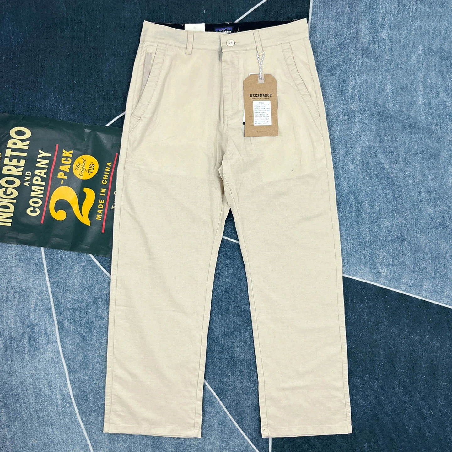 

5176# Summer New American Retro Thin Cotton and Linen Chino Pants Men's 75% Cotton Basic Solid Color Casual Straight Trousers