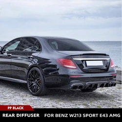 PP Car Rear Bumper Diffuser Lip for Mercedes Benz E Class W213 Sport E43 AMG Sedan 2017 - 2020 Rear Bumper Diffuser Exhaust Tips