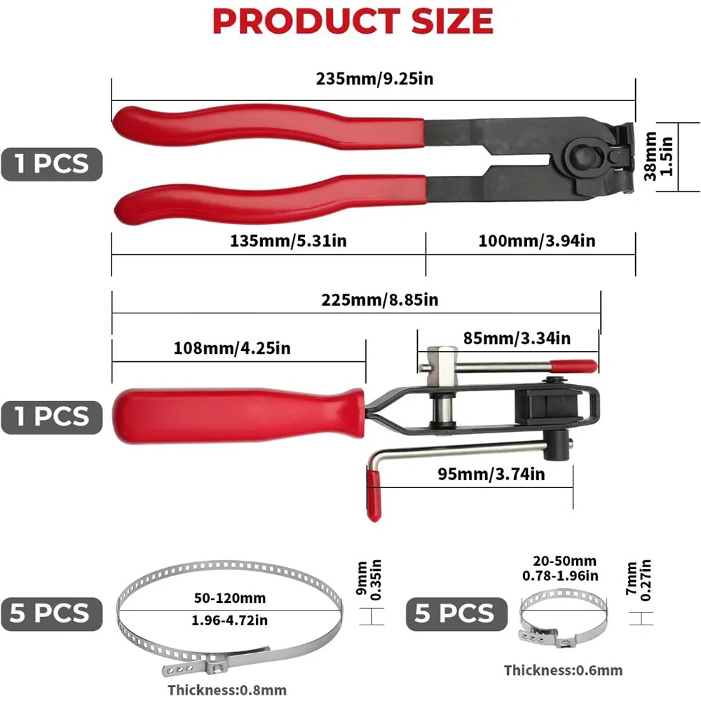 Imagem -03 - Kit de Ferramentas Manuais de Dobra de Carro para Filtro de Combustível de Tubo de Escape e Ferramenta de Instalação Durável Multifuncional Alicate de Braçadeira de Inicialização de Junta cv 12 Peças