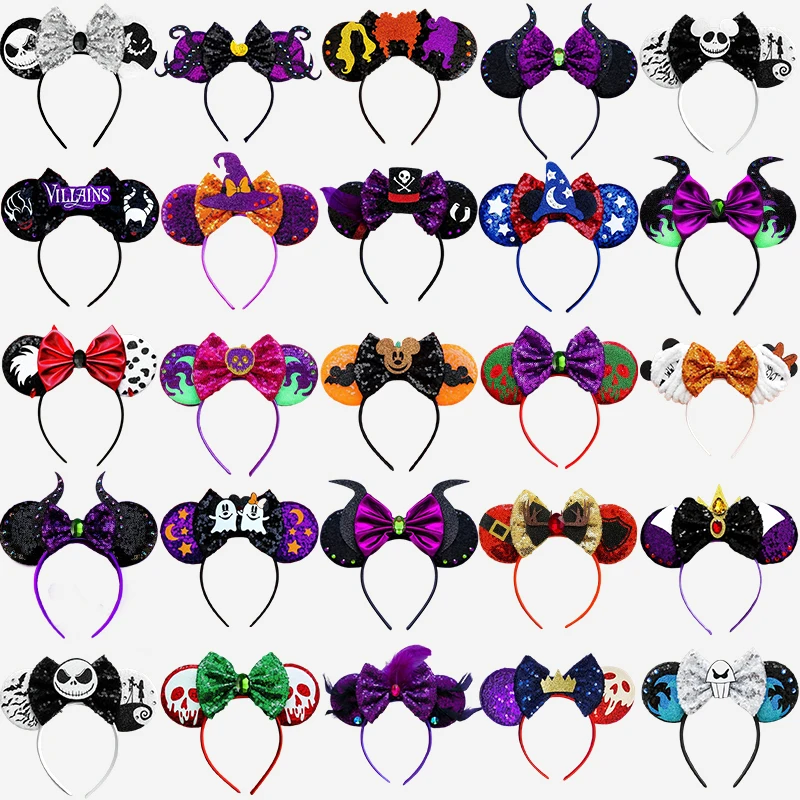 Halloween Hair Band Women Carnival Skeleton Headband Girl Adult Ghost Headwear For Kid Disney Witch Hat Bow Hair Accessories