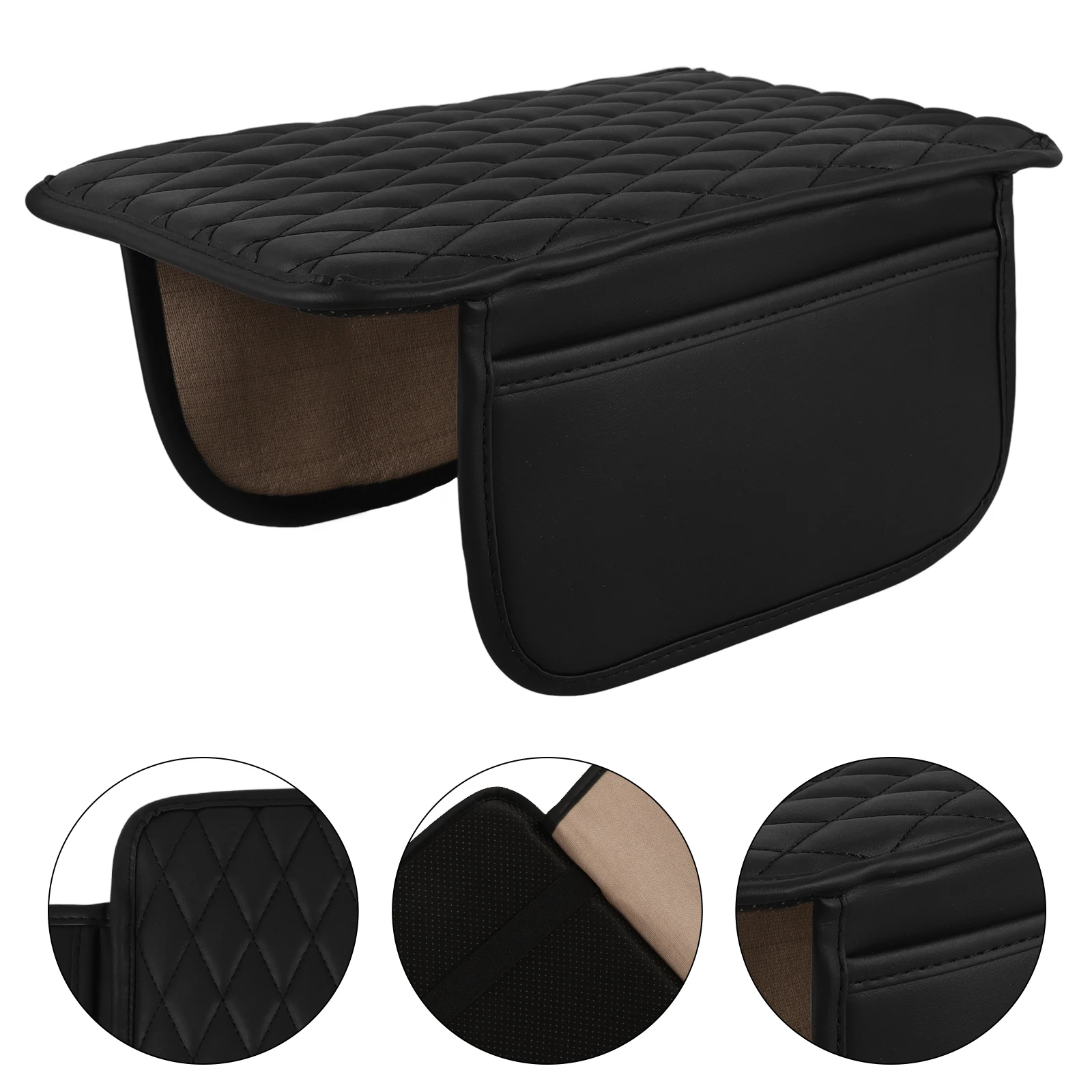 

Car Armrest Pad Center Console Cushion Black Suv Soft Comfort Easy Clean Built In Storage Driving Style Car Interior Accessories