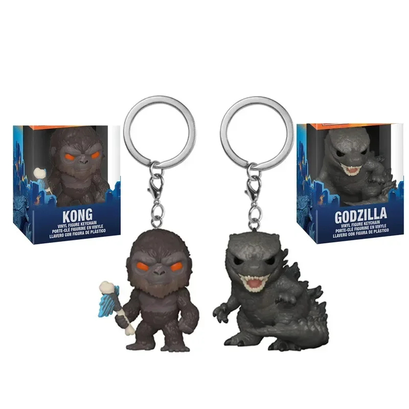 Anime King Kong VS Godzilla Keychains King Kong Godzilla Mini Action Figures PVC Pendent Collections Toys For Boys Adult Gift