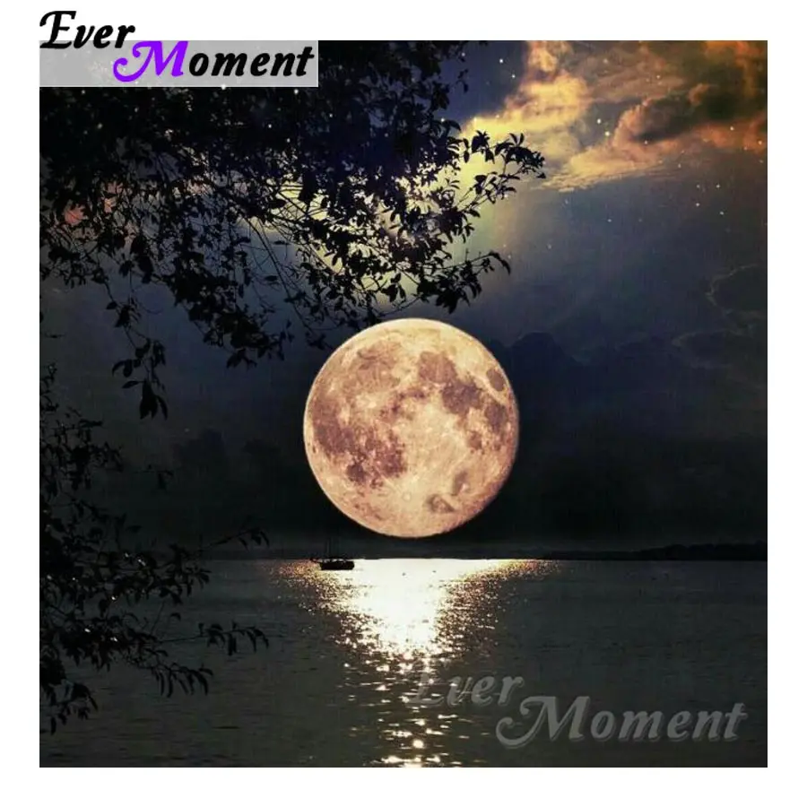 

Ever Moment 5D DIY Diamond Painting Cross Stitch Moon On River Mosaic Full Square Drills Home Decoration Artwork ASF1128