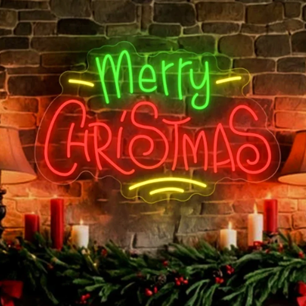 

Merry Christmas Neon Led Sign Glowing Xmas Bell Wall Decor For Room Decoration Home Christmas Party Store Dimmable Logo USB 5v