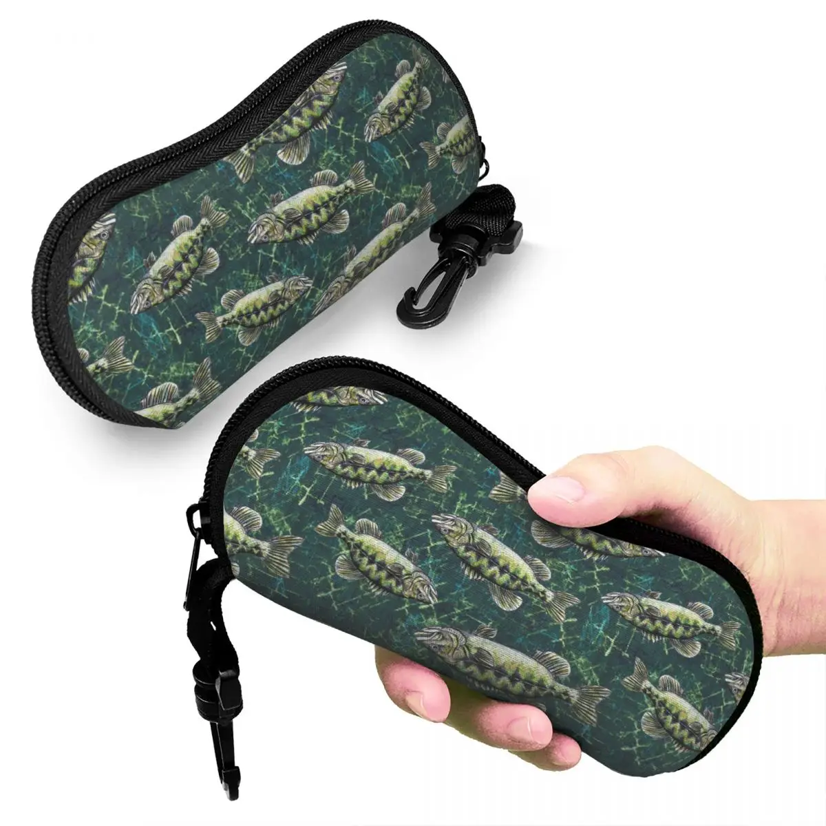 

Largemouth Bass Camo Pattern Shell Glasses Case Protective Sunglasses Box Women Men Soft Eyeglass Bag Pouch