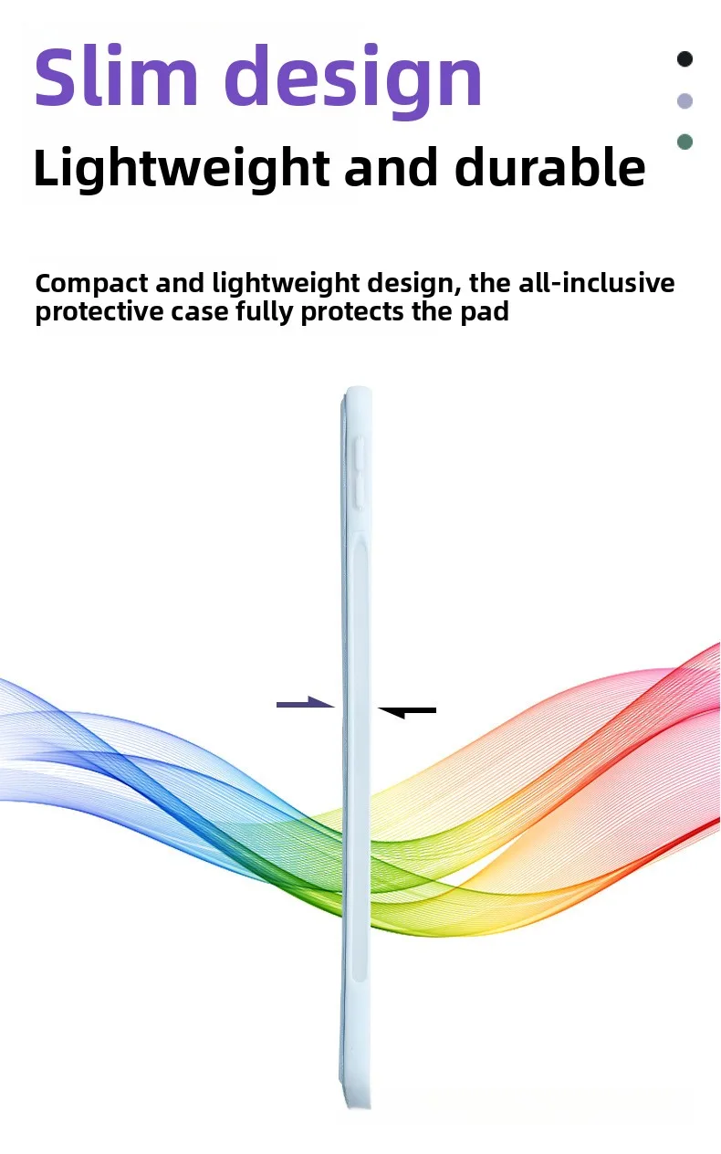 Silikon Tri-Fold Hülle für iPad 11. Generation Air 7/6/5 Pro 11 mit Auto-Wach-/Schlaffunktion und weicher Rückseite – Detail 9