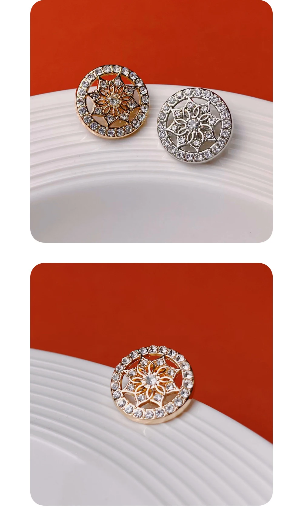 10 Stück Diamant eingelegte Blume Metallknöpfe Nähen Scrapbooking Kleidung Ledertasche DIY Handwerk Pullover Dekorativer Knopf 20MM – Detail 4