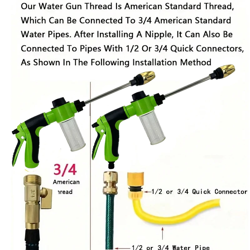 High Pressure Water Gun For Car Washing, Adjustable Nozzle Foam Gun, Used For Garden Irrigation And Vehicle Cleaning Tools