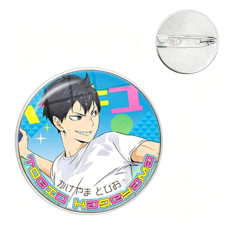 Volleyball Comics Glass Brooch Tsukishima Kei,Tobio Kageyama,Hinata Shoyo Pins Kuroo Tetsurou,Kozume Kenma Cartoon Badge Decor