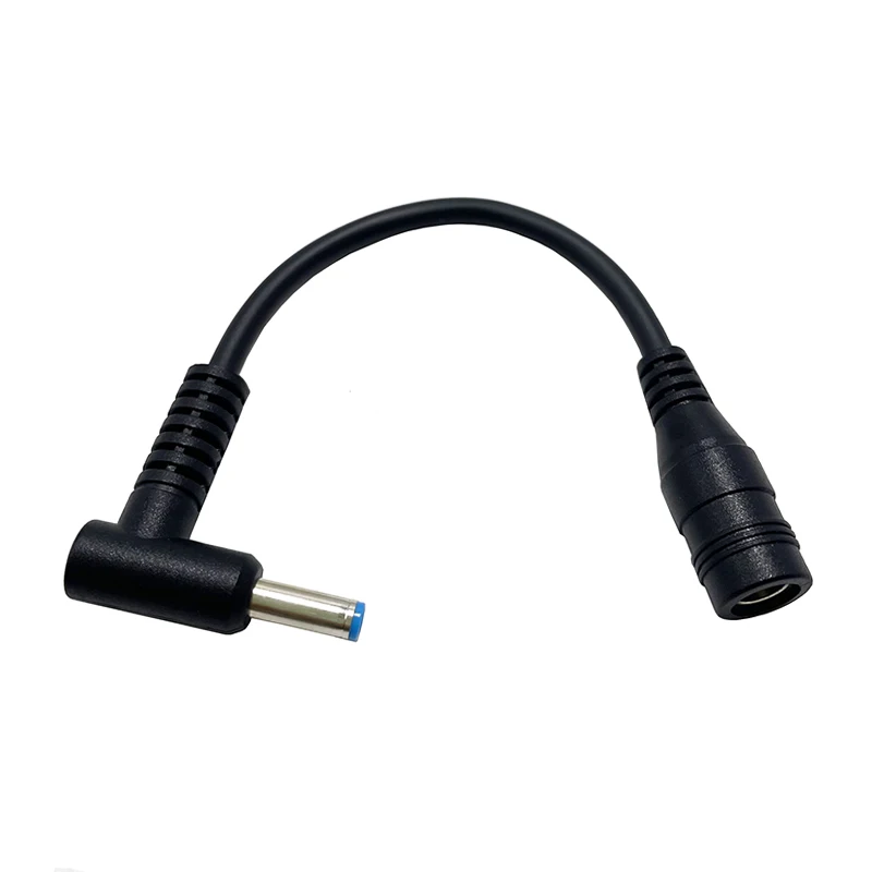 5.5x2.1mm Female to 4.5x3.0mm Male DC Power Charger Converter Adapter Right Angle Cable For HP Laptop Blue Tips