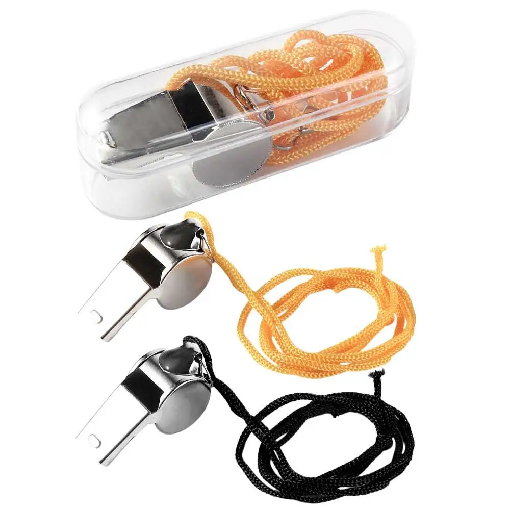 Team Sport Loud Metal Whistle with Rope Professional Referee Whistles Strong Wear Resistant Sport Whistle Party