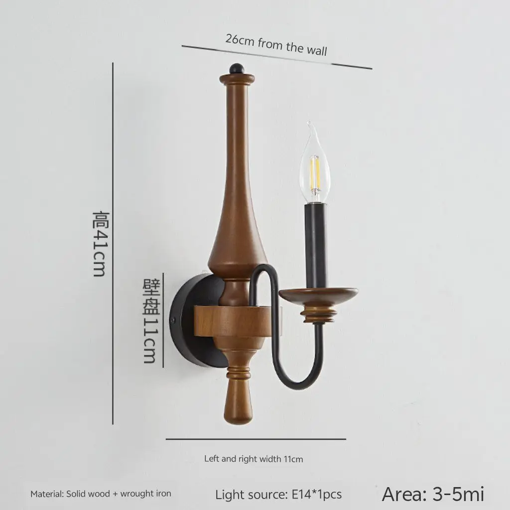 European style rustic solid wood high end candle wall lamp, high end decorative lamp for living room background wall