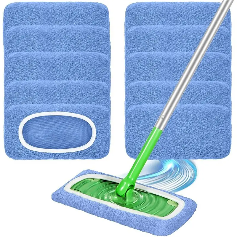 ABKU-Reusable Microfiber Dry Sweeping Cloths& Machine Washable Wet Pads Refill-10Pcs For Swiffer Sweeper Mop