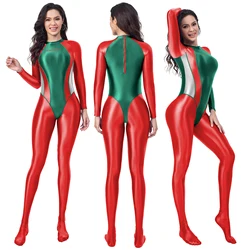 AMORESY Crystari Şenlikli Spandex Uzun Kollu Bodysuit Playsuits Catsuits Noel Tarzı Hediye Bodysuit Tulumlar