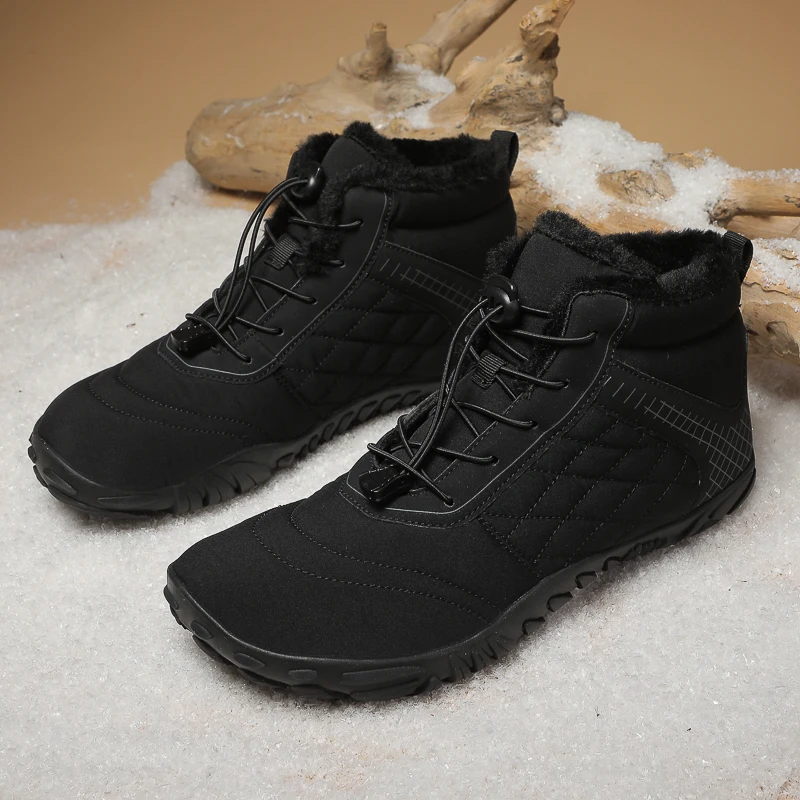 Bota de pele quente masculina, botas de neve, sapatos casuais com os pés descalços, sapatos de trabalho ao ar livre, inverno, masculino, senhoras, 2022