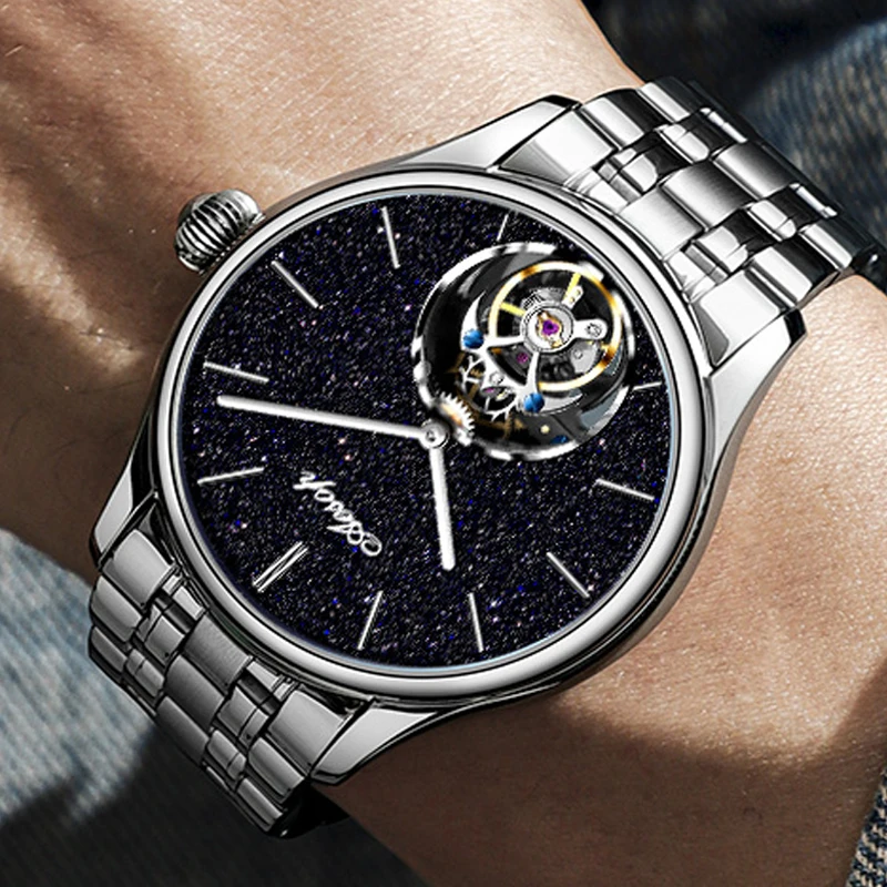 AESOP Automatic Movement Tourbillon 100% Real Diamond Flying Tourbillon Skeleton Mechanical Watch Wristwatch For Men Sapphire