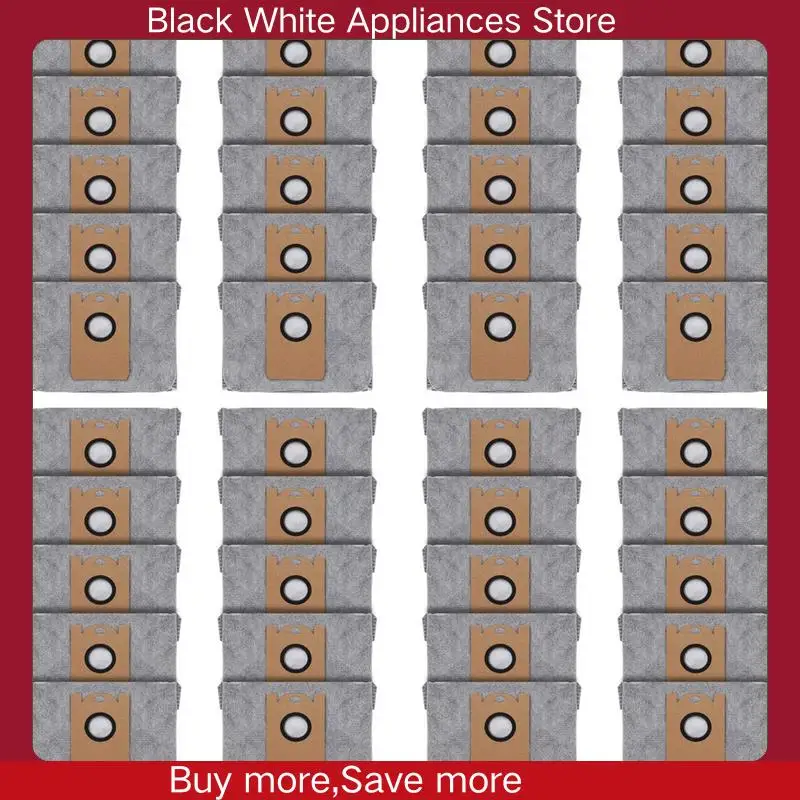 

40 Pcs Dust Bags For Eufy Robovac L35 Hybrid LR30 Hybrid LR20 Auto-Empty Station, With Activated Carbon Fabric-CLIM