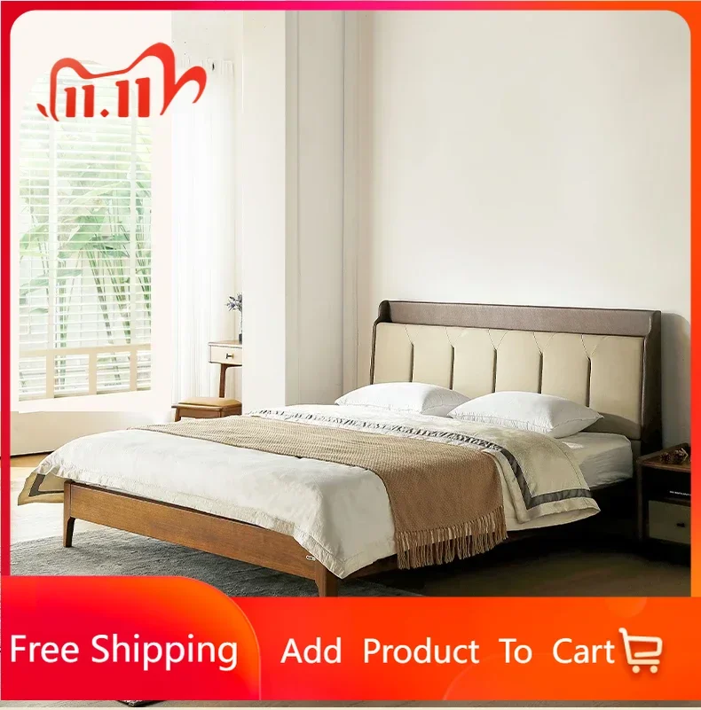 Wooden Headboard Bed Full Double Size Luxury Bedroom Twin Bed Frame Queen Size Platform Letto Matrimoniale Home Furniture