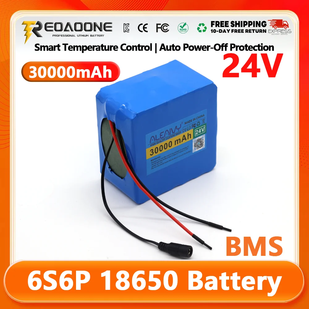 

100% brand new 24V 6S6P 30000mAh 18650 built-in BMS battery pack, equipment home security system power supply, tool battery