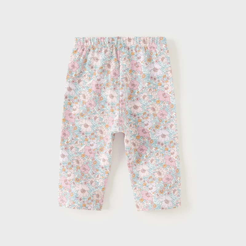 Dave Bella Summer Baby Girls Seven-Point Pants Floral Breathable children Pants Soft Cotton Kid Pants DB2240575