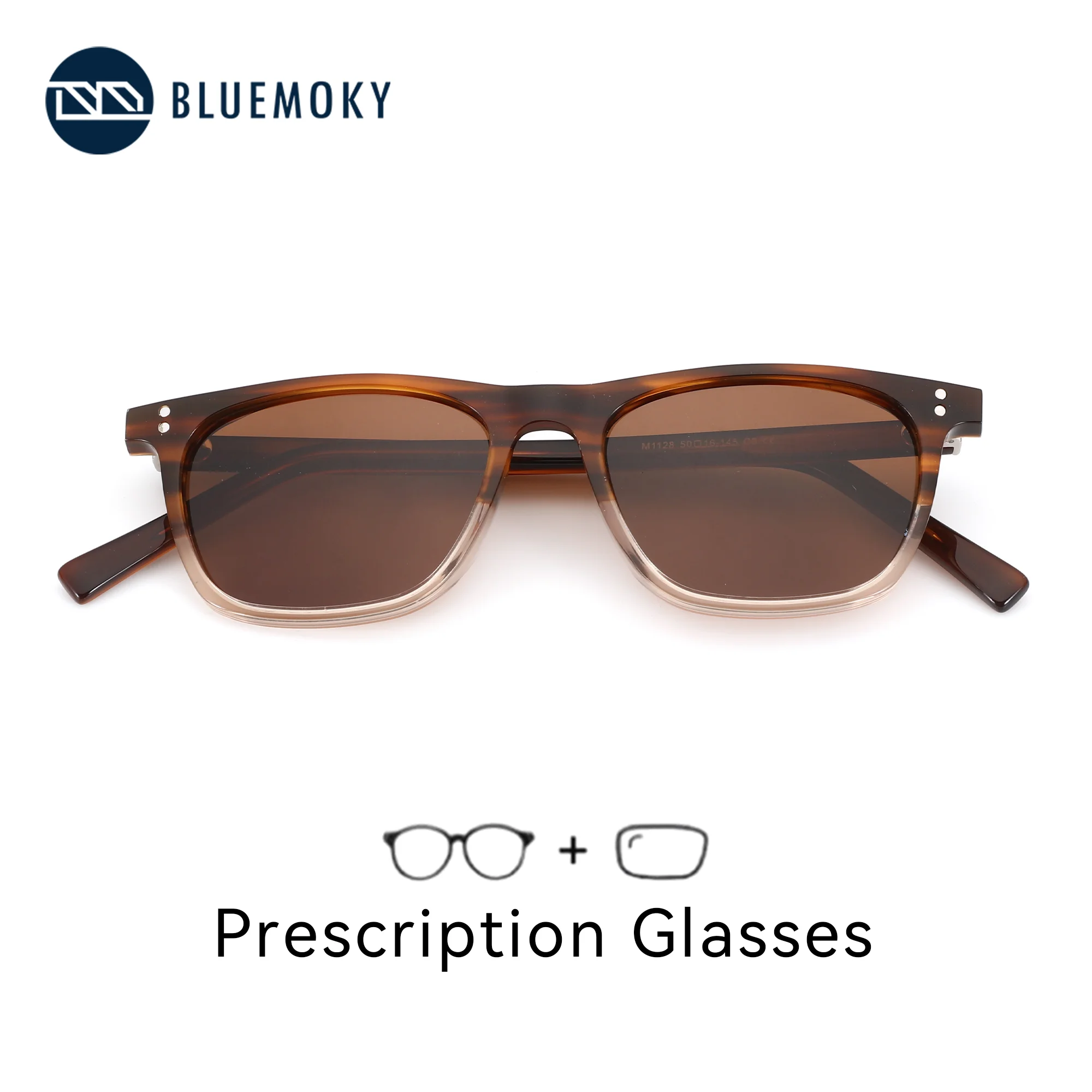 

BLUEMOKY XS Size Retro Square Prescription Sunglasses for Men Vintage Acetate Frame Classic Design UV400 Protection