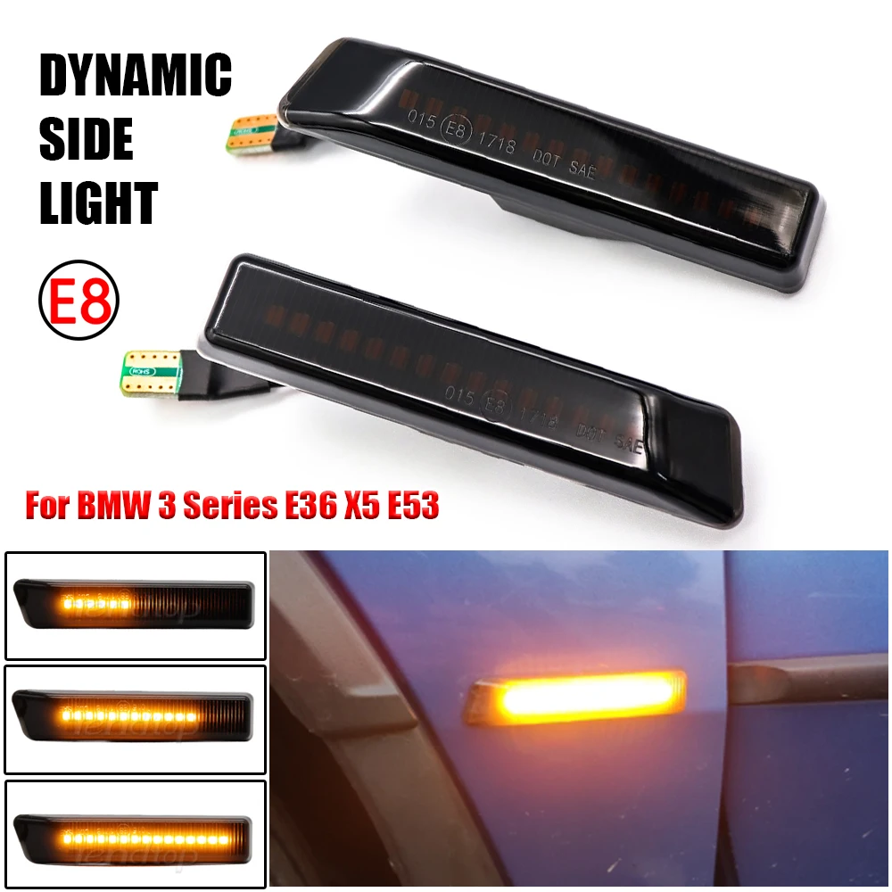 Dynamic Turn Signal Light LED Side Marker Sequential Indicator Lamp For BMW X5 E53 3 Series E36 Flowing Water Blinker Flashing