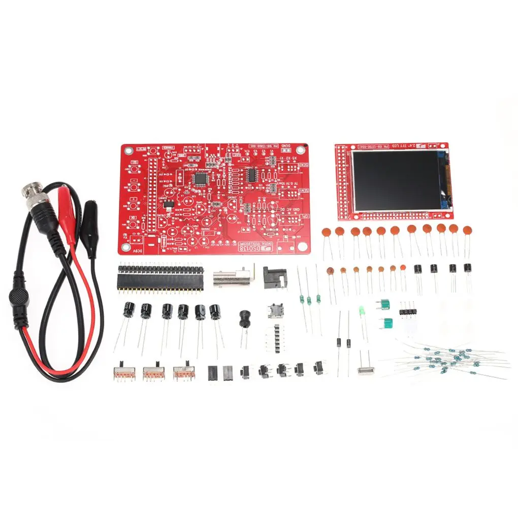 Display LCD per oscilloscopio digitale completamente assemblato con Clip di prova per sonda a coccodrillo custodia in acrilico oscilloscopio DSO138 Open Source fai da te