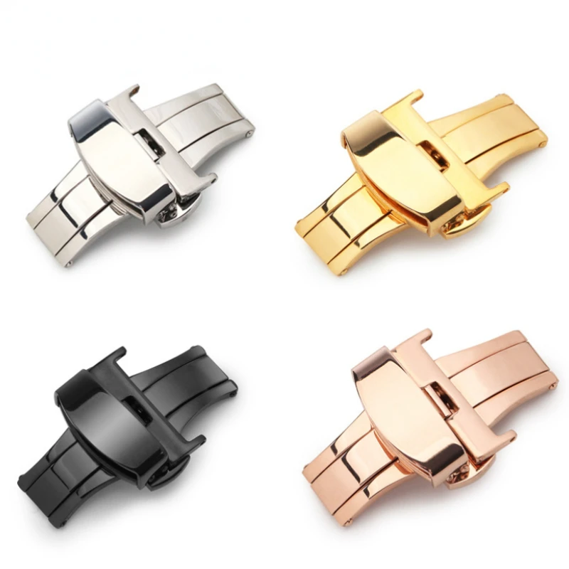 10/12/14/16/18/20/22mm Stainless Steel Strap Buckles Butterfly Buckle Polished Button Watchbands Clasp Watch Accessories 2026 image 2