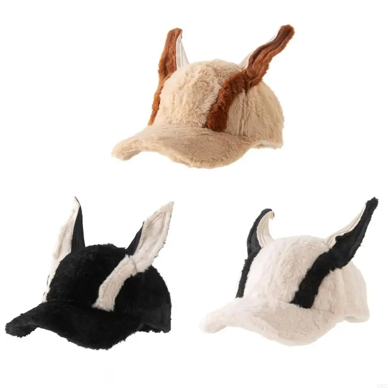 

49MC Anime Ear Plush Hat Long Brims Hiphop Dancing Hat for Adult Thick Baseball Hat