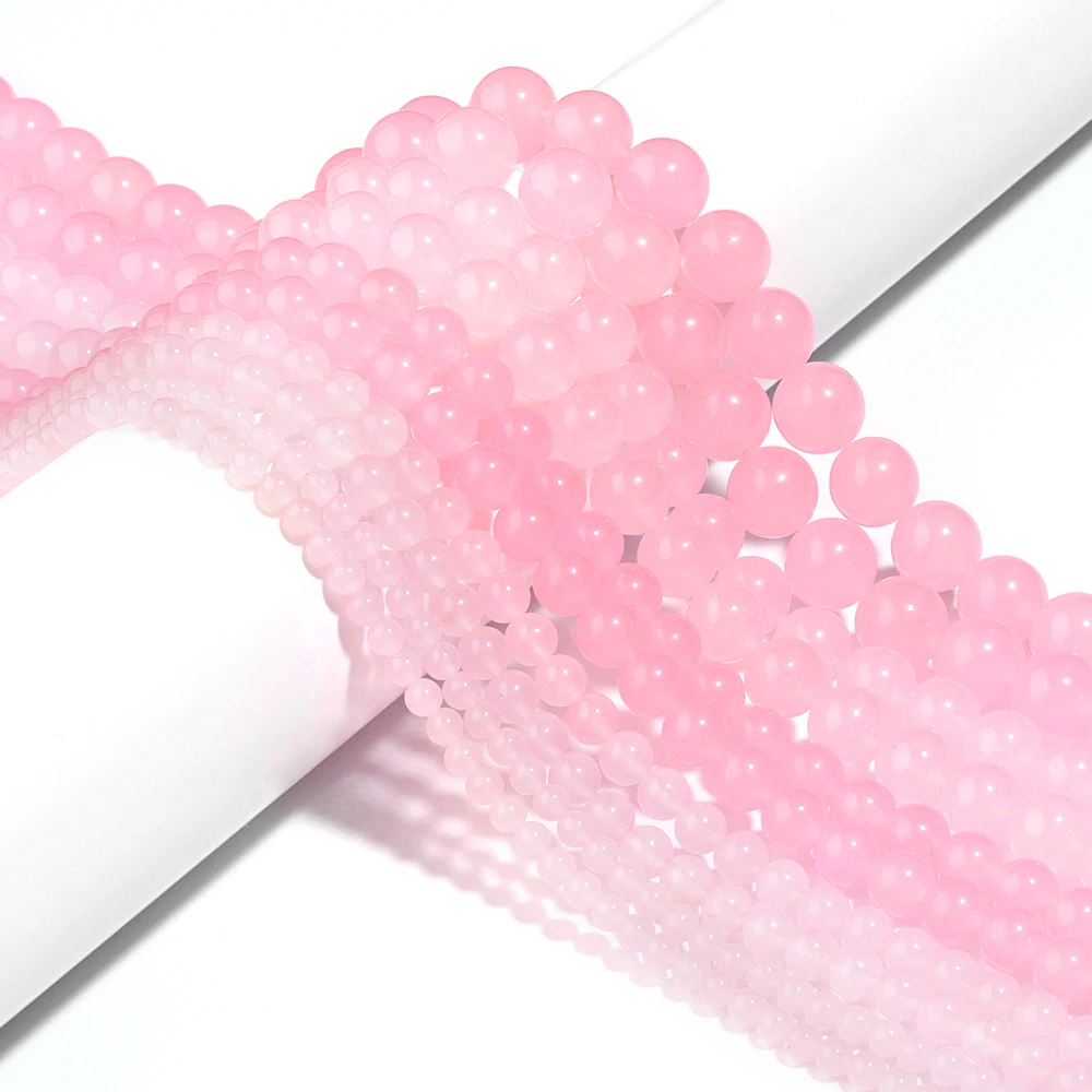 

1String 4-12mm Natural Stone Beads Pink Quartz Crystal Loose Spacer Beads For Jewelry Making DIY Bracelets Necklace Accessories