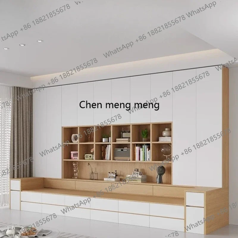 D80 Modern Minimalist Sofa Bookcase Living Room with Bay Window Background Cabinet Bookcase Storage Wall Cabinet Furniture
