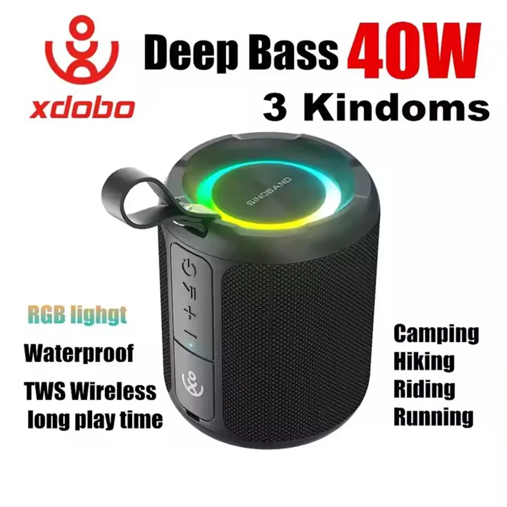 Mini Altavoz Bluetooth inalámbrico de escritorio XDOBO 3Kingdoms 40W subwoofer para ciclismo al aire libre altavoz Bluetooth portátil IPX6 resistente al agua