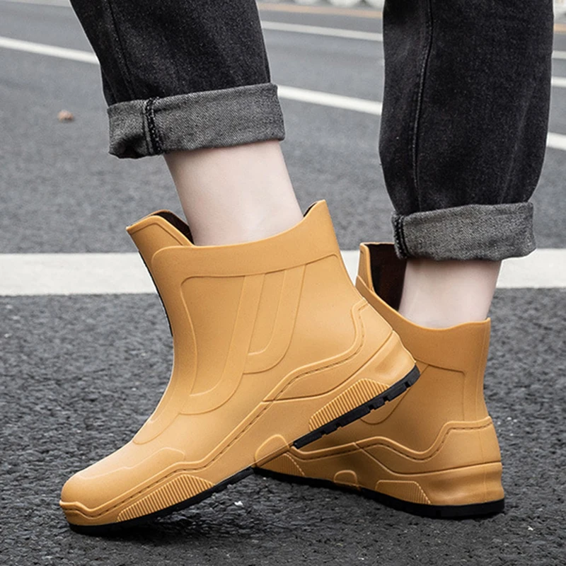 Bottes de pluie imperméables pour hommes, chaussures de pêche, bottes en caoutchouc de jardin, bottes de travail de cuisine intérieure, bottes de