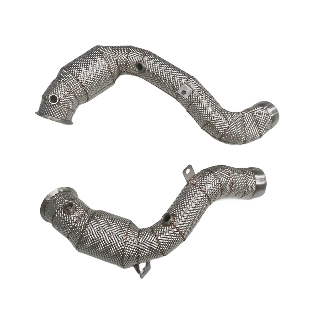 2016+ E63  Exhaust Straight Header Downpipe M178 W213 4.0T 304 Heat Shield Stainless Steel New Condition