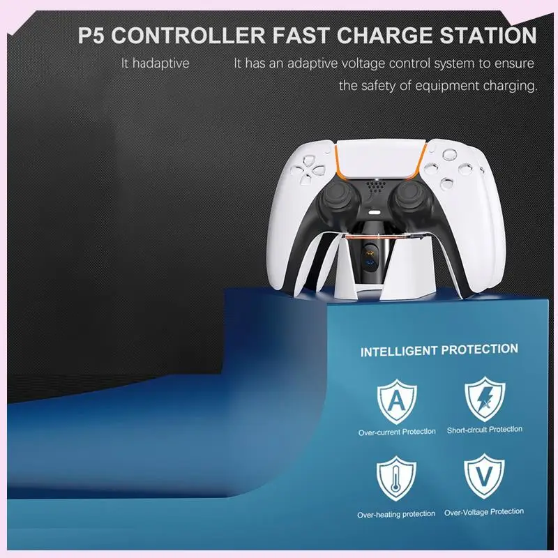 

B24B Dual Fast Charger For PS5 Controller Charger Station Charging Cradle Dock Station With LED Indicator For PS5 Dualsense