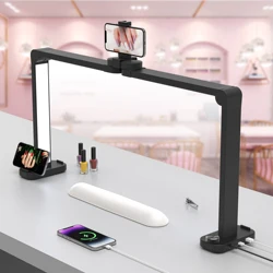 40W Foldable LED Half Moon Lamp with Phone Charging Function Eyelash Beauty Salon Embroidery Rotary Switch Half Moon Nail Light