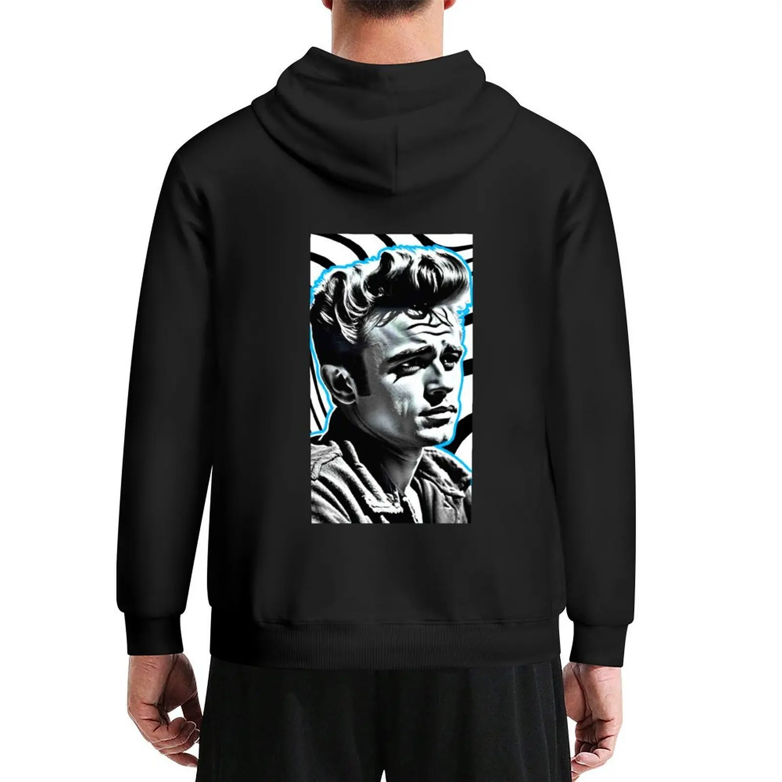 

James Dean Abstract Blue Borders Print Hoodie men wear japanese style men's sweat-shirt set men's oversize hoodie