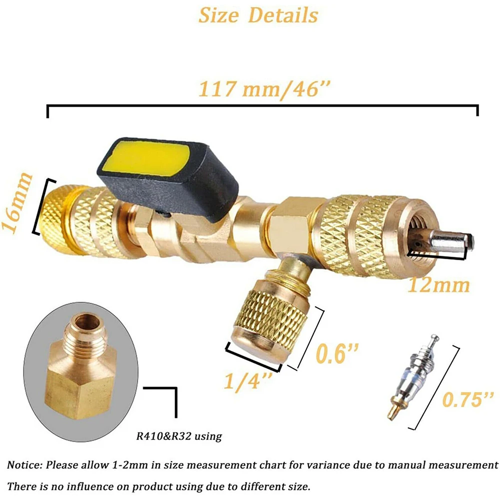Valve Core Remover Dual Size Tool Compatible with 1/4 inch and 5/16 inch AC Valves Includes 3 Replacement Cores