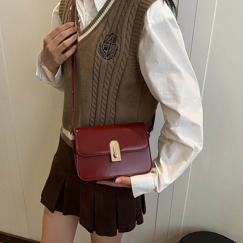 LEFTSIDE 2024 Retro New Solid Color Design Mini Flap Bag Women Fashion Handbags and Purses  Shoulder Bag Lady Crossbody Bag