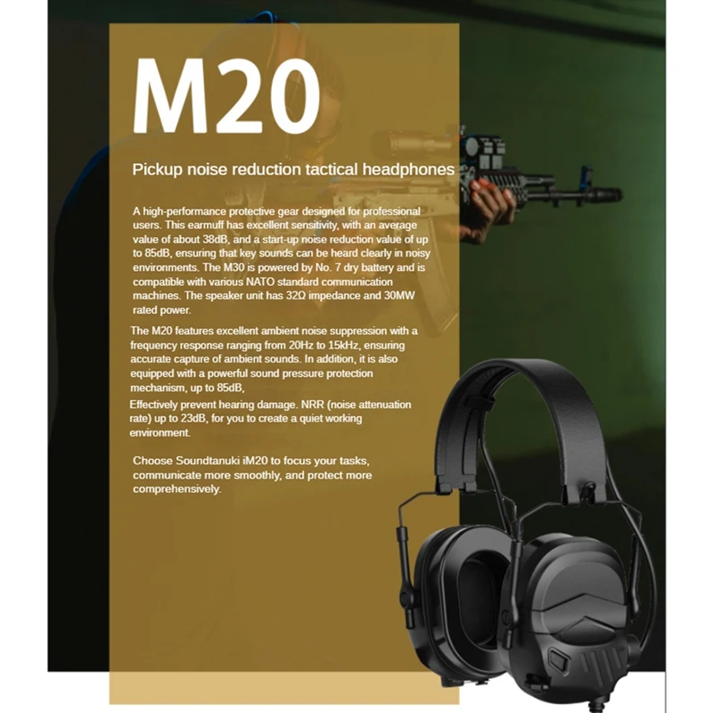 Tactical Headset Anti-Noise Headphone Electronic Protection Earmuff Hunting Sports Tactical Headset Nrr25db