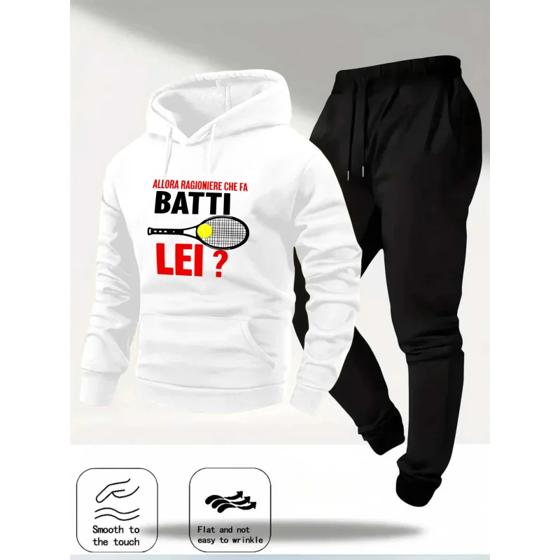 طقم هوديي مطبوع عليه راكون أبيض، سويت شيرت أنا لست كلبًا وسروال أسود، ملابس كاجوال مريحة للرجال والنساء للارتداء اليومي