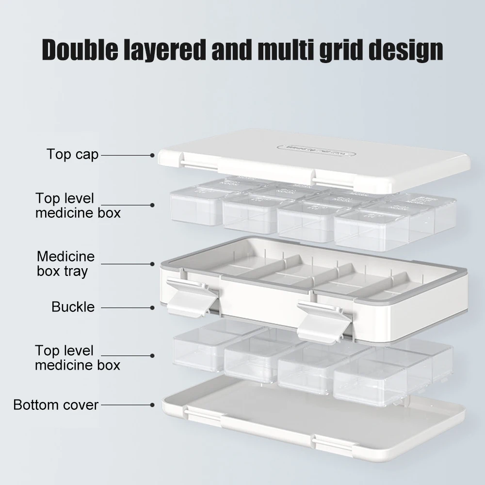 1 pièces organisateur de pilules 3 fois par jour, boîte à pilules hebdomadaire boîte de rangement de médicaments, étui à pilules Double face de voyage 7 jours, huiles de poisson, vitamine