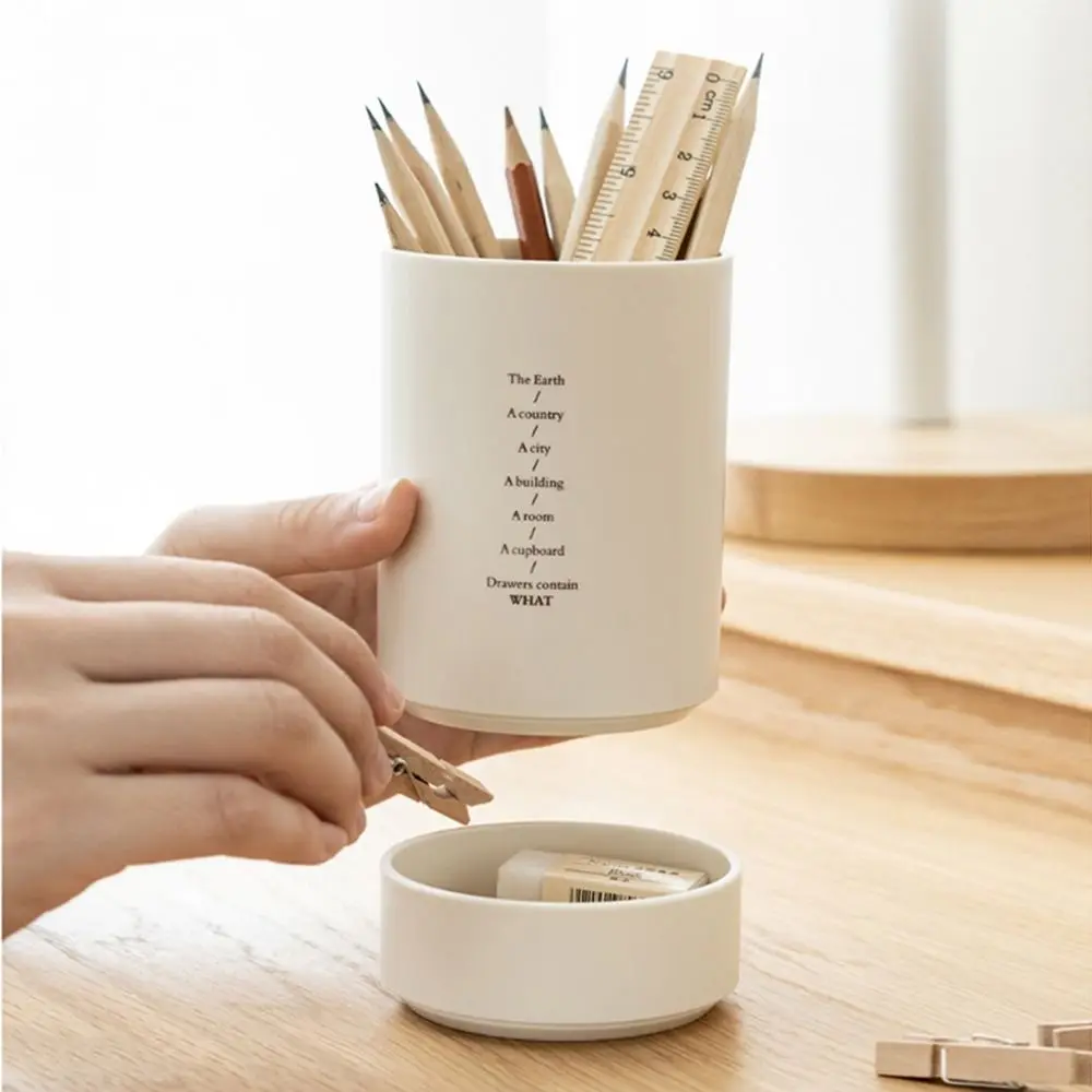 

Creative Pen Holder Space-Saving Durable Desktop Storage Box Large Capacity Double Layered Pencil Organizer Student Stationery