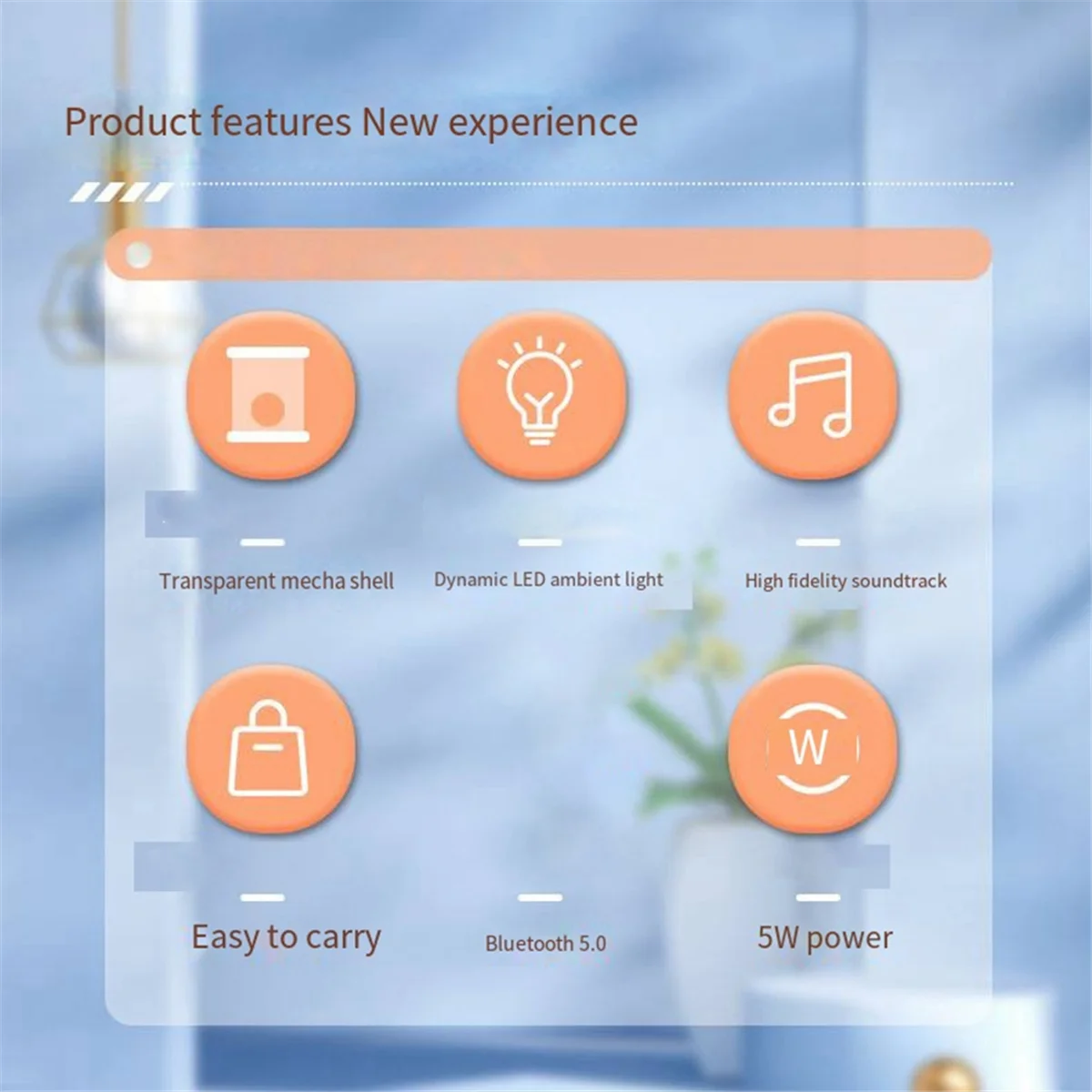 Надежный маленький Bluetooth-динамик Mecha, уличный домашний динамик, прозрачный сабвуфер Mecha, портативный Bluetooth-динамик, черный-ABDQ