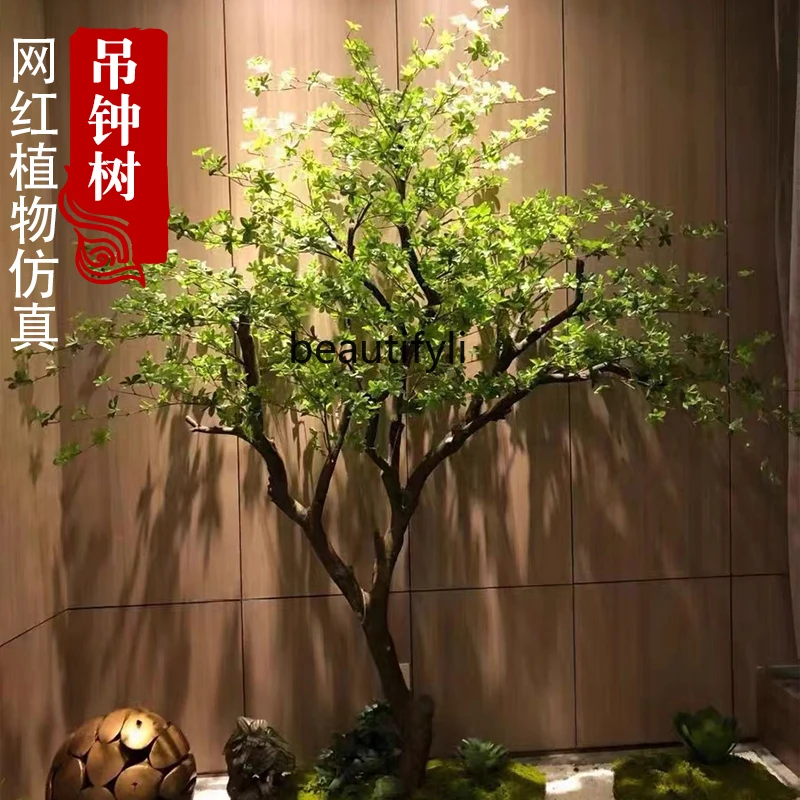 Artificial Green Plant Bell Tree Drunk Wood Indoor and Outdoor Show Window Decoration Large Japanese Fake Trees Landscape