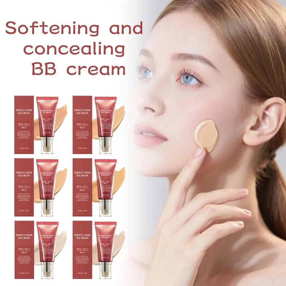 Crema BB de Cobertura Perfecta de 50g, Color Natural, Tono de Piel, Alta Cobertura, Base, Corrector, Suavizante, Ocultador, Iluminador