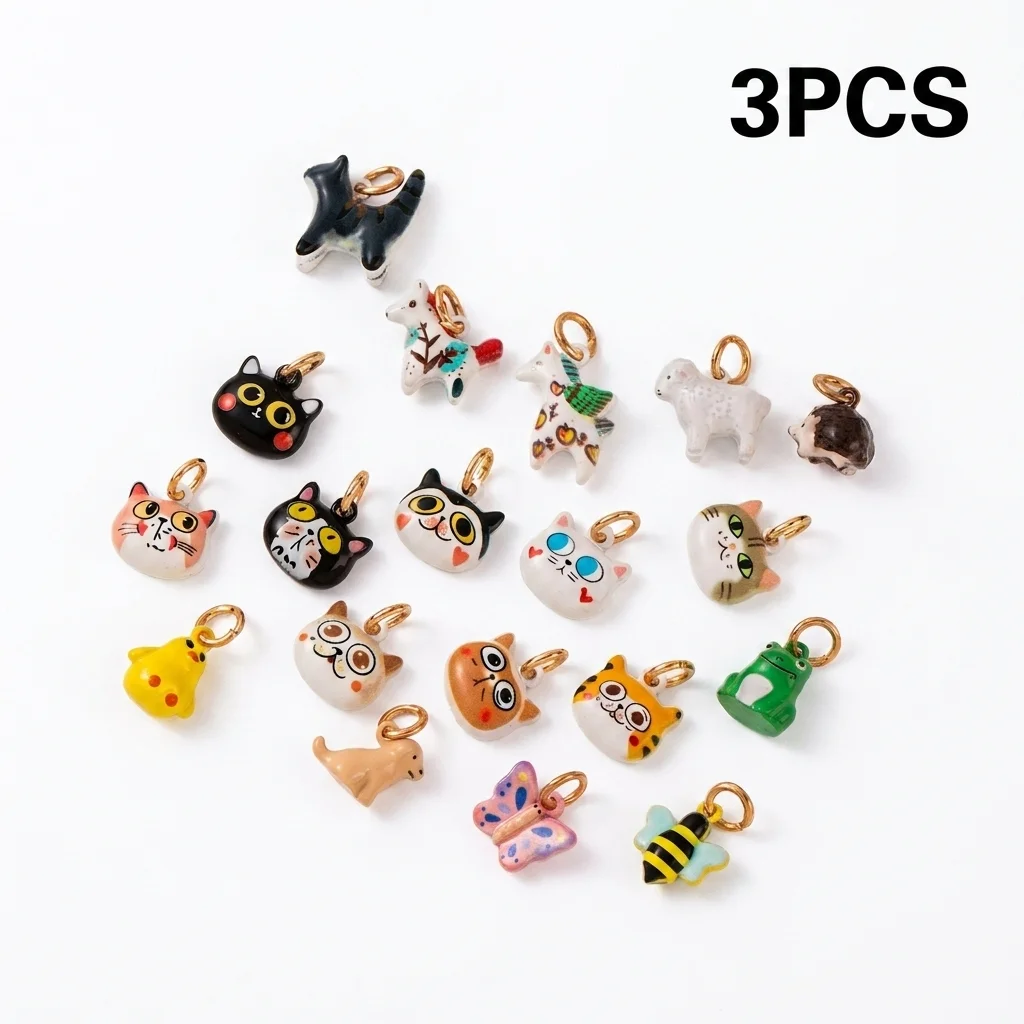 3 Stück Modische Einfache Beliebte Tier-Serie Kätzchen Rotes Pferd Biene DIY Anhänger Charms für Schmuck – Detail 2